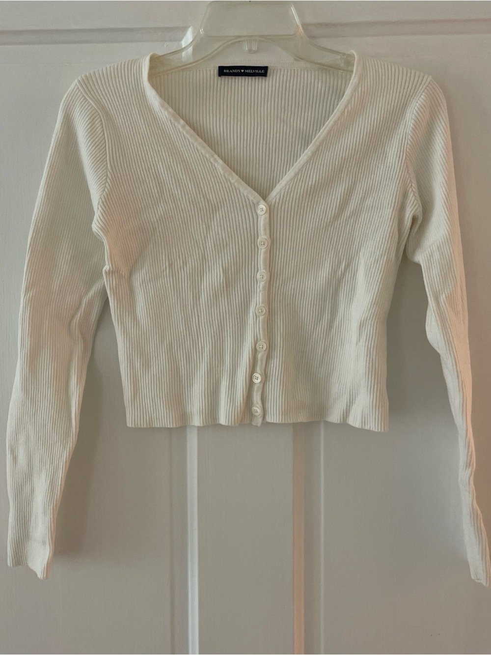 Brandy Melville White Ribbed Fitted Top